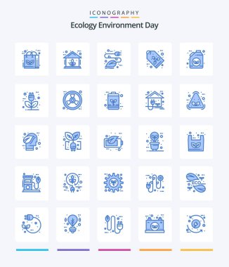 Creative Ecology 25 Blue icon pack  Such As tag. eco label. power. eco. plug
