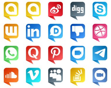 20 Unique Chat bubble style Social Media Icons such as question. whatsapp. wattpad. dribbble and dislike icons. High definition and professional