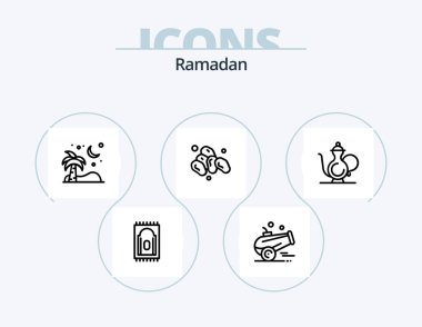 Ramadan Line Icon Pack 5 Icon Design. muslim. islam. book. crescent. praying