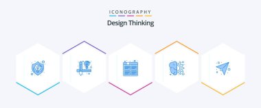 Design Thinking 25 Blue icon pack including process. design. board. brain. production