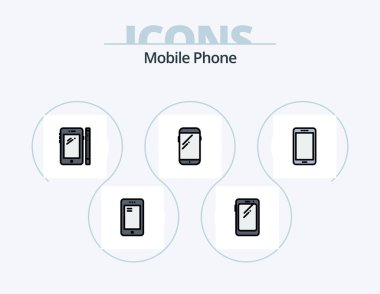 Mobile Phone Line Filled Icon Pack 5 Icon Design. . . back. power bank. mobile