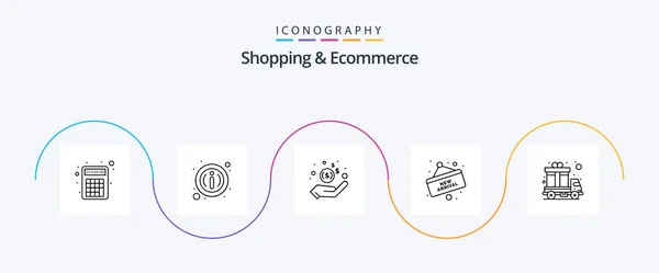 Shopping Ecommerce Line Icon Pack Including Delivery Board Cash Shopping — Image vectorielle