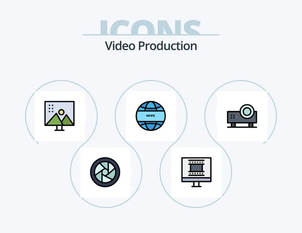 Video Production Line Filled Icon Pack Icon Design Video Advertising — Stock Vector