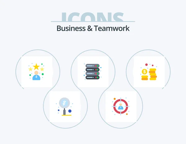 Business Teamwork Flat Icon Pack Icon Design Cash Server Avatar — Stockvektor