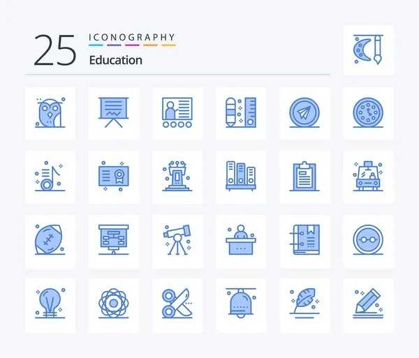 Education Blue Color Icon Pack Including Pencil Drafting Education Teacher — Archivo Imágenes Vectoriales