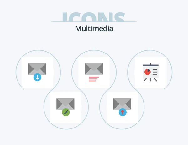 Multimedia Flat Icon Pack Icon Design Send — Stockvektor