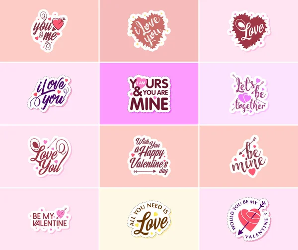Valentine Day Graphics Stickers Share Your Love Affection — Διανυσματικό Αρχείο