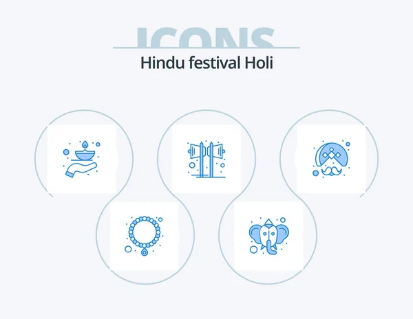 Holi Blue Icon Pack Icon Design Indian Sound Fire Party — Image vectorielle