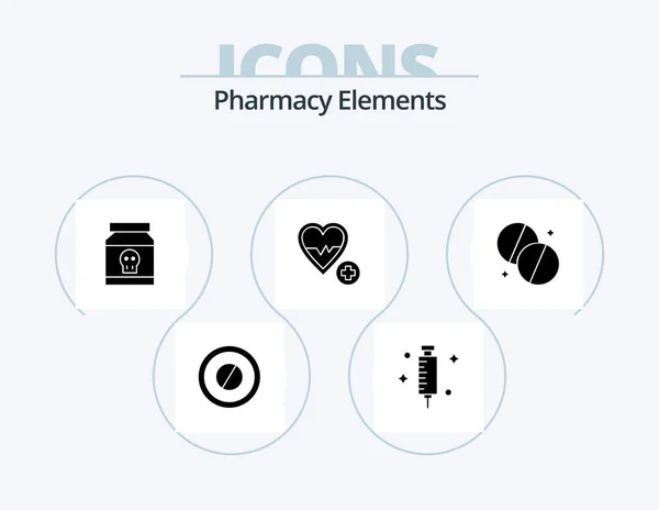 Pharmacy Elements Glyph Icon Pack Icon Design Love Syringe Toxic — Image vectorielle