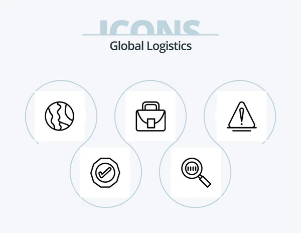Global Logistics Line Icon Pack Icon Design Global Pay Box — Διανυσματικό Αρχείο