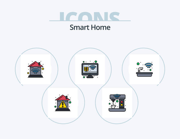 Smart Home Line Filled Icon Pack 5 Icon Design. security. home. control. antivirus. technology