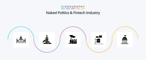 Naked Politics Fintech Industry Glyph Icon Pack Including Election Ballot — Stock Vector