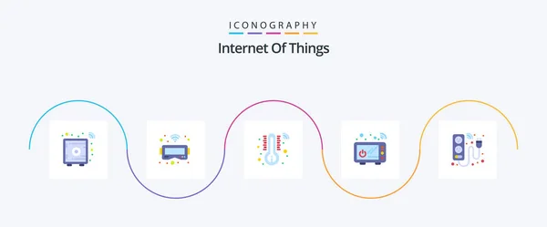 Internet Things Flat Icon Pack Including Electricity Device Temperature Cable — Archivo Imágenes Vectoriales