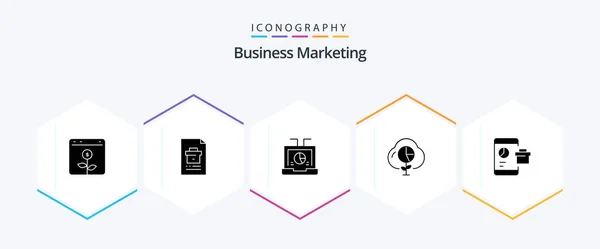 Business Marketing Glyph Icon Pack Including Economy Cloud File Seo — Archivo Imágenes Vectoriales