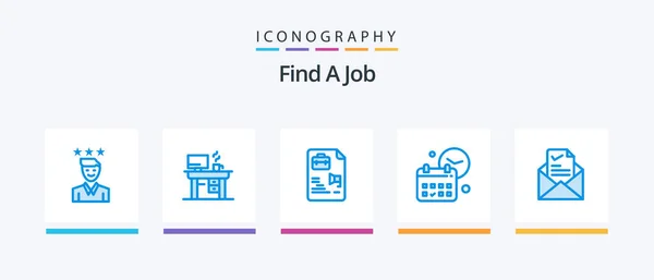 Find Job Blue Icon Pack Including Job Day Working Date — Archivo Imágenes Vectoriales