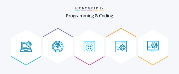 Programming Coding Blue Icon Pack Including Development Bug Programming Programming — Archivo Imágenes Vectoriales