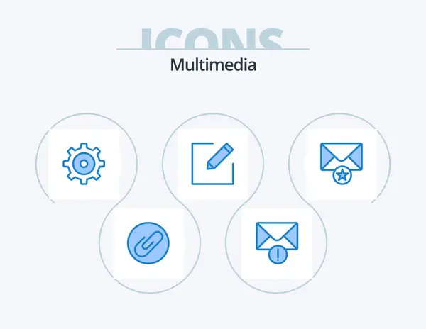 Multimedia Blue Icon Pack Icon Design Compose Message — Vetor de Stock