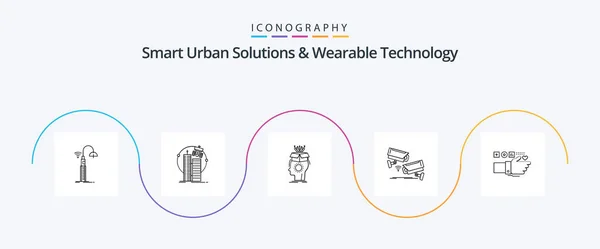 Smart Urban Solutions Wearable Technology Line Icon Pack Including Camera — Image vectorielle