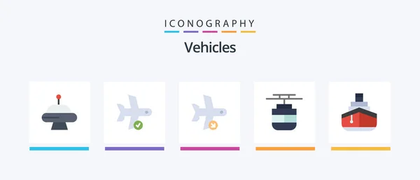 Vehicles Flat Icon Pack Including Cruise Transportation Flight Transport Transportation — Vector de stock