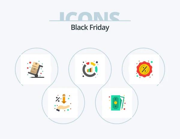 Black Friday Flat Icon Pack Icon Design Analysis Report Shopping — Stockvektor