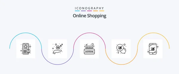 Online Shopping Line Icon Pack Including Online Shop Cart Shop — Image vectorielle