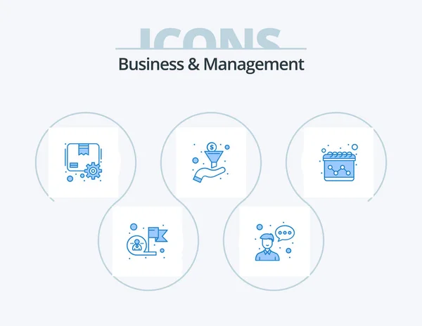 Business Management Blue Icon Pack Icon Design Calendar Sort Profession — 图库矢量图片