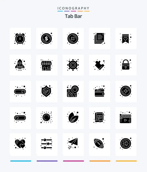 Creative Tab Bar Glyph Solid Black Icon Pack Rocket Shopping — Image vectorielle