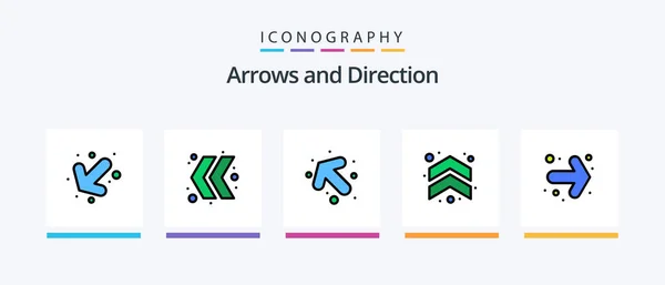 Arrow Line Filled Icon Pack Including Full Arrow Creative Icons — Stok Vektör