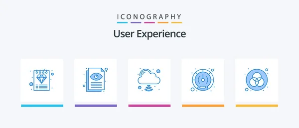 User Experience Blue Icon Pack Including Color Cloud Internet User — Image vectorielle