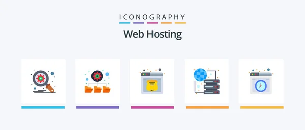 Web Hosting Flat Icon Pack Including Internet Cloud Service Hosting — Stockvektor