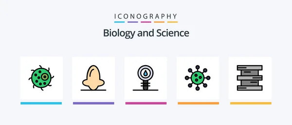 Biology Line Filled Icon Pack Including Laser Medical Creative Icons — Stock vektor