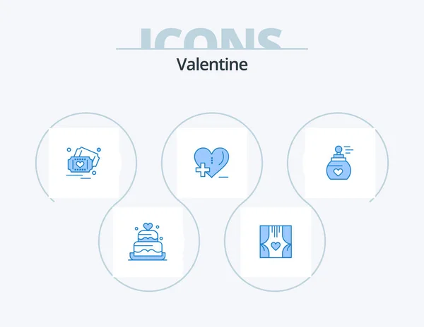 Valentine Blue Icon Pack Icon Design Perfume Hospital Romance Health — Vetor de Stock