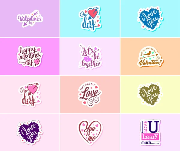 Valentine Day Time Romance Creative Graphics Stickers — Stock vektor