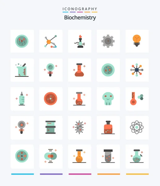 Creative Biochemistry Flat Icon Pack Chemistry Gear Dna Torch Light — Stockvektor