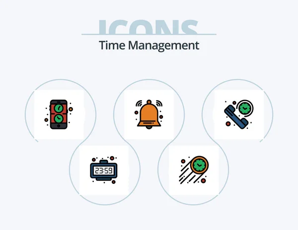Time Management Line Filled Icon Pack Icon Design Smart Garden — Wektor stockowy