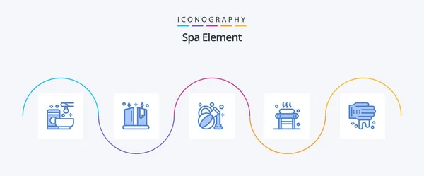 Spa Element Blue Icon Pack Including Hand Spa Ornamental Relaxation — Stockový vektor