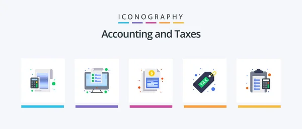 Taxes Flat Icon Pack Including Duty Cash Management Report File — Stockvector