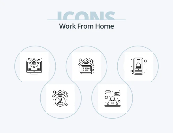 Work Home Line Icon Pack Icon Design Видеоконференция Онлайн Документ — стоковый вектор