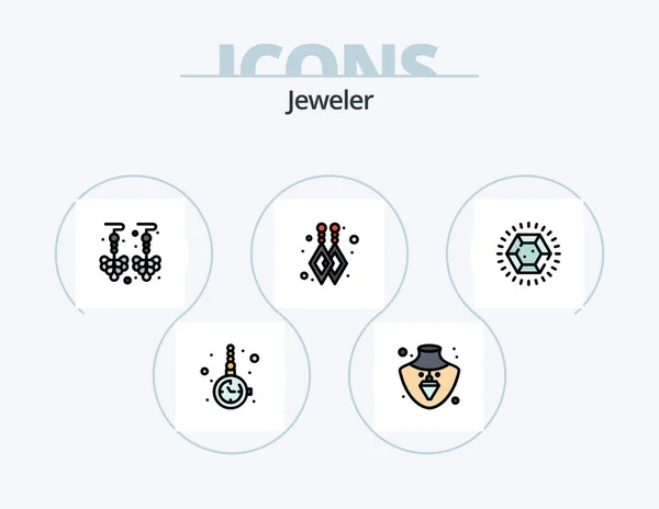 Jewellery Line Filled Icon Pack Icon Design Dress Shirt Gem — 图库矢量图片
