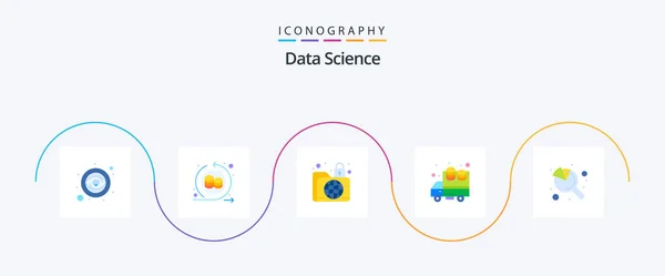 Data Science Flat Icon Pack Including Search Transfer Data Data — Stok Vektör