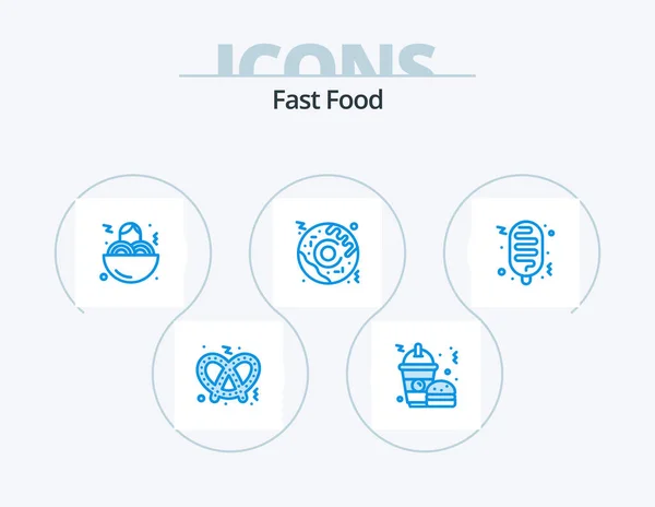 Fast Food Blue Icon Pack Icon Design Fast Fast Food — Vetor de Stock