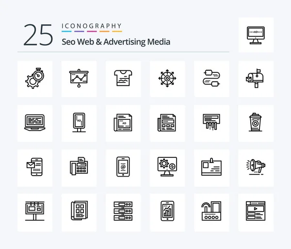 Seo Web Advertising Media Line Icon Pack Including Cable Achieve — Stockový vektor