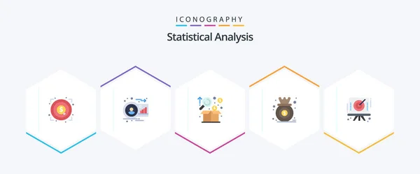 Statistical Analysis Flat Icon Pack Including Graph Chart Person Analysis — Archivo Imágenes Vectoriales