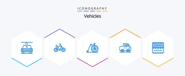 Vehicles Blue Icon Pack Including Vehicle Wheel — Vector de stock