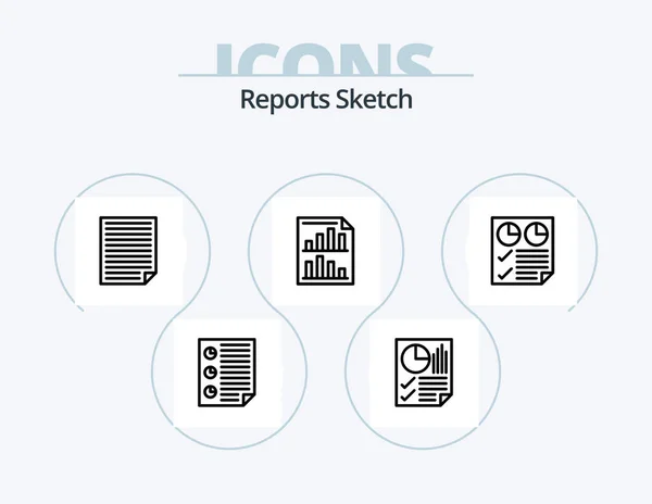 Reports Sketch Line Icon Pack Icon Design Page Data Report — Stock vektor
