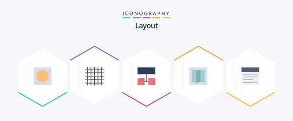 Layout Flat Icon Pack Including Website Layout Web Map — 图库矢量图片
