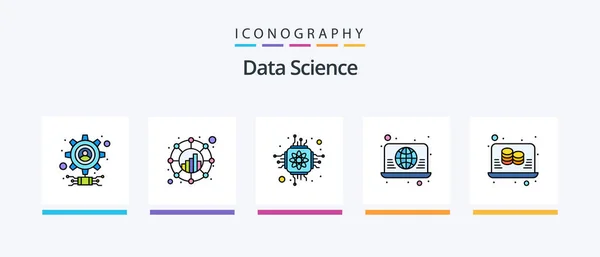 Data Science Line Filled Icon Pack Including Big Data Data — Stockvector