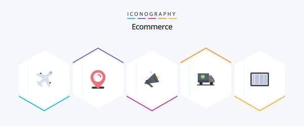 Ecommerce Flat Icon Pack Including Barcodes Truck Speaker Speed Ecommerce — 图库矢量图片