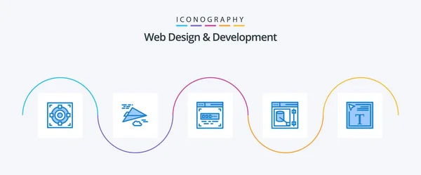 Web Design Development Blue Icon Pack Including Font Design Color — Stockvektor