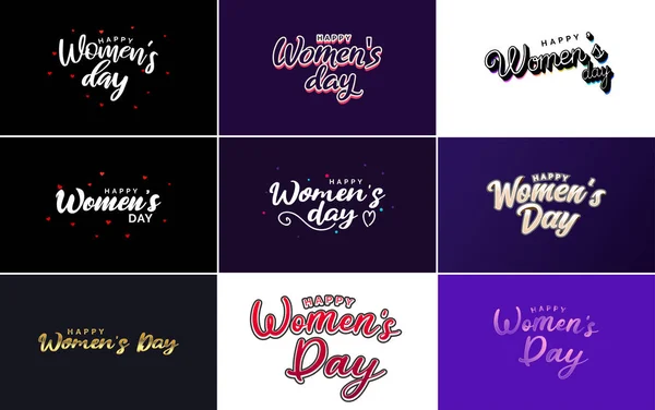 要約ピンクと黒の色で女性の顔と愛ベクトルのロゴデザインと幸せな女性の日のロゴ — ストックベクタ
